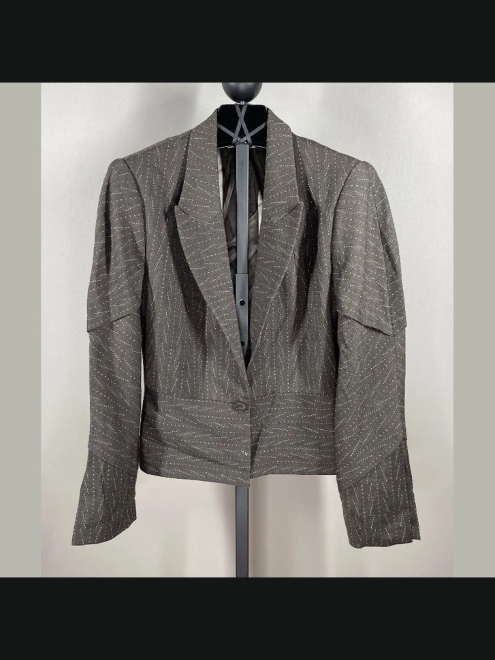 Zac Posen Blazer Jacket Womens 12 brown fitted designer classic